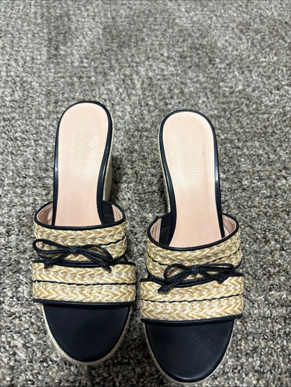 kate spade Black & Natural Braided Slide Murses